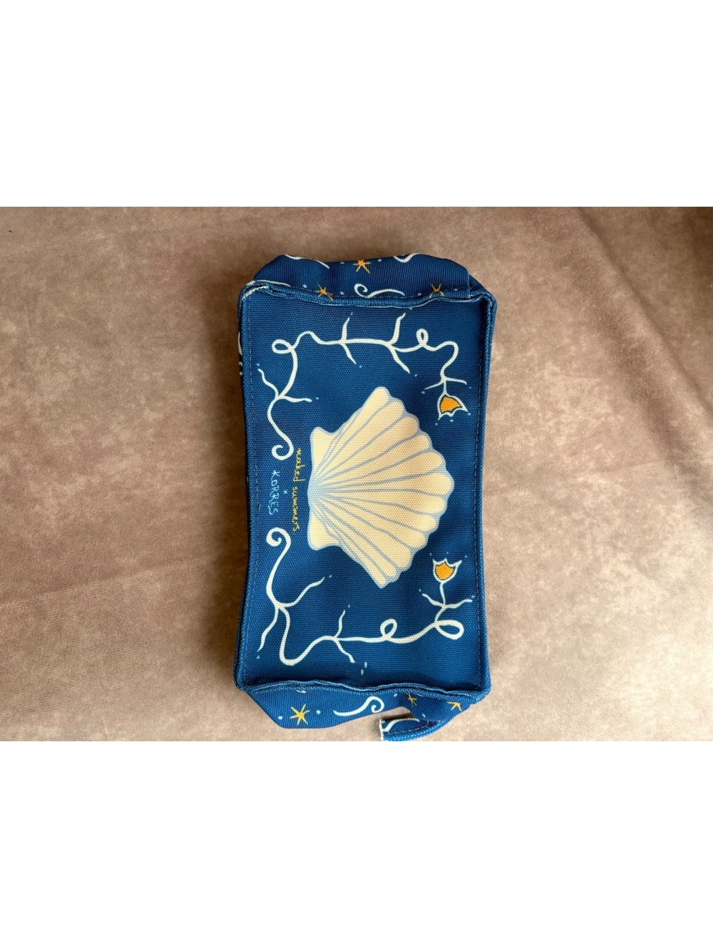 Korres Blue Seashell Zipper Pouch Small Makeup Bag